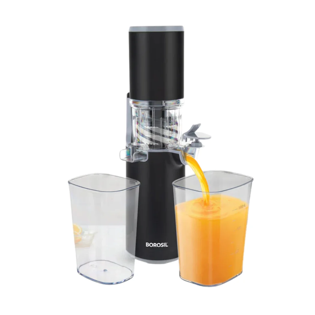 Borosil Easy Juice 130W cold press slow juicer in a sleek