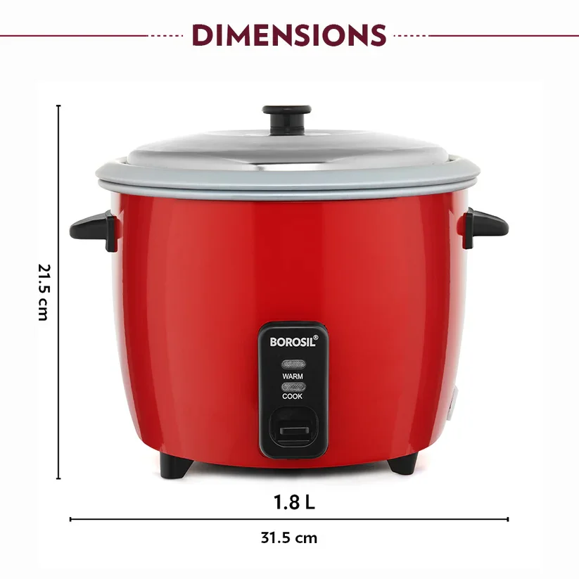 Elegant white rice cooker styled on a modern wood and charcoal kitchen counter