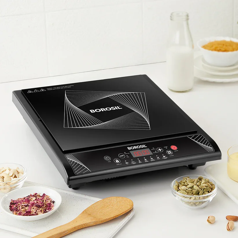 Front view of the digital touch control panel and pre-programmed cooking modes