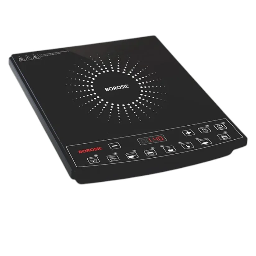 Borosil SmartKook 1600W induction cooktop hero shot in sleek black glass