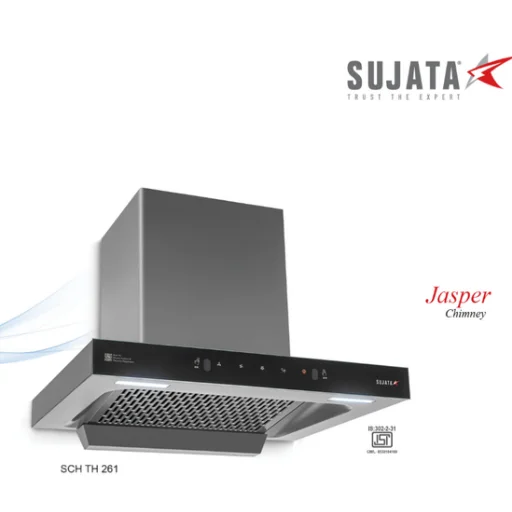 Front view of Sujata Jasper smart motion sensor kitchen chimney