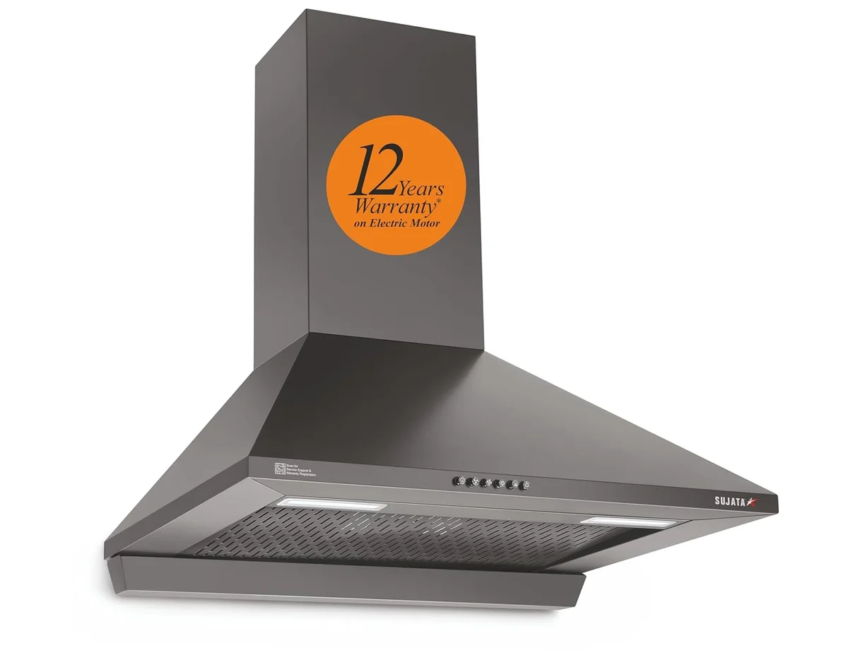 Sujata Onyx 60cm black filterless chimney hero shot
