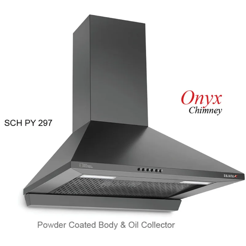 Sujata Onyx chimney installed in a luxury modern kitchen