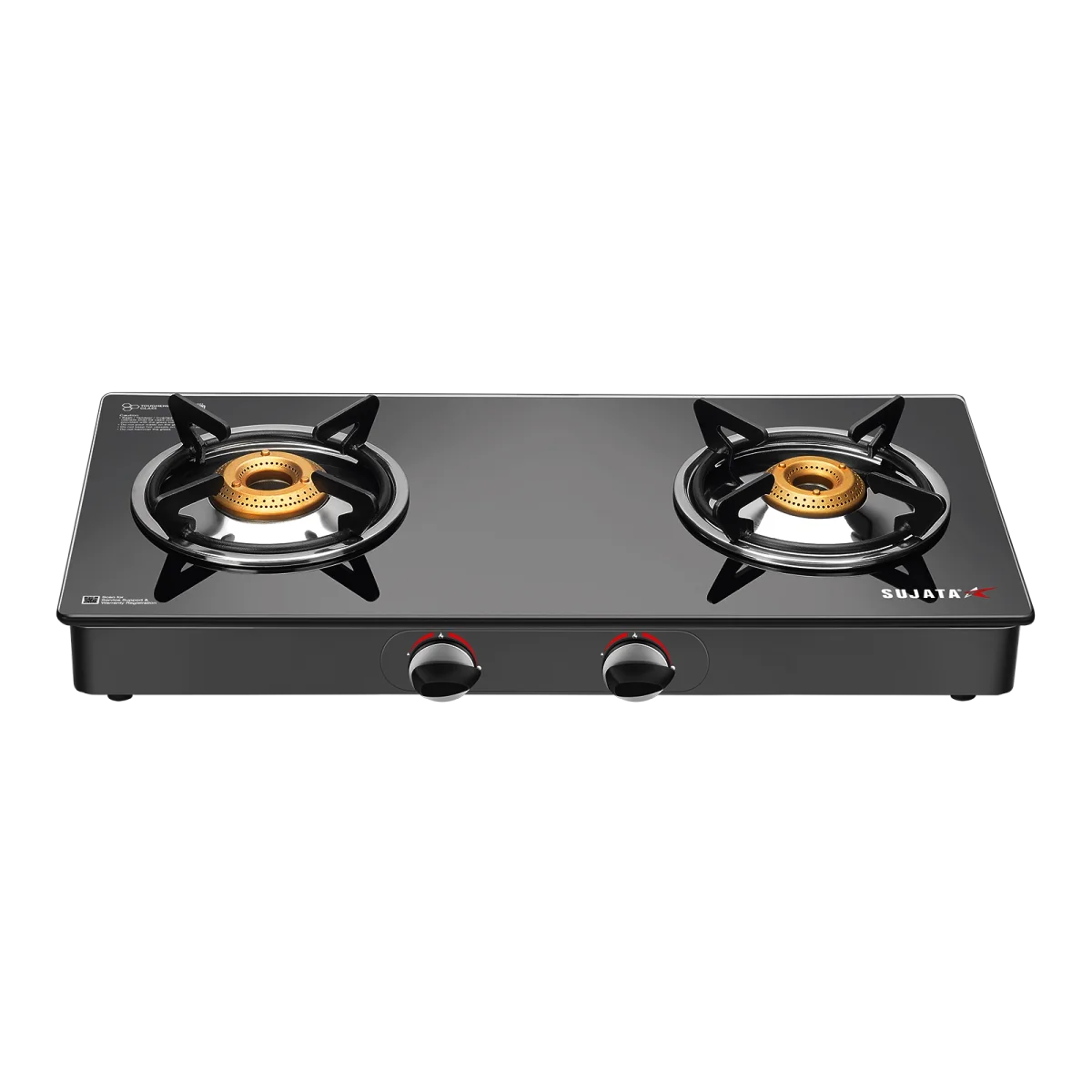 Sujata standard 2-burner glass cooktop with auto ignition hero view