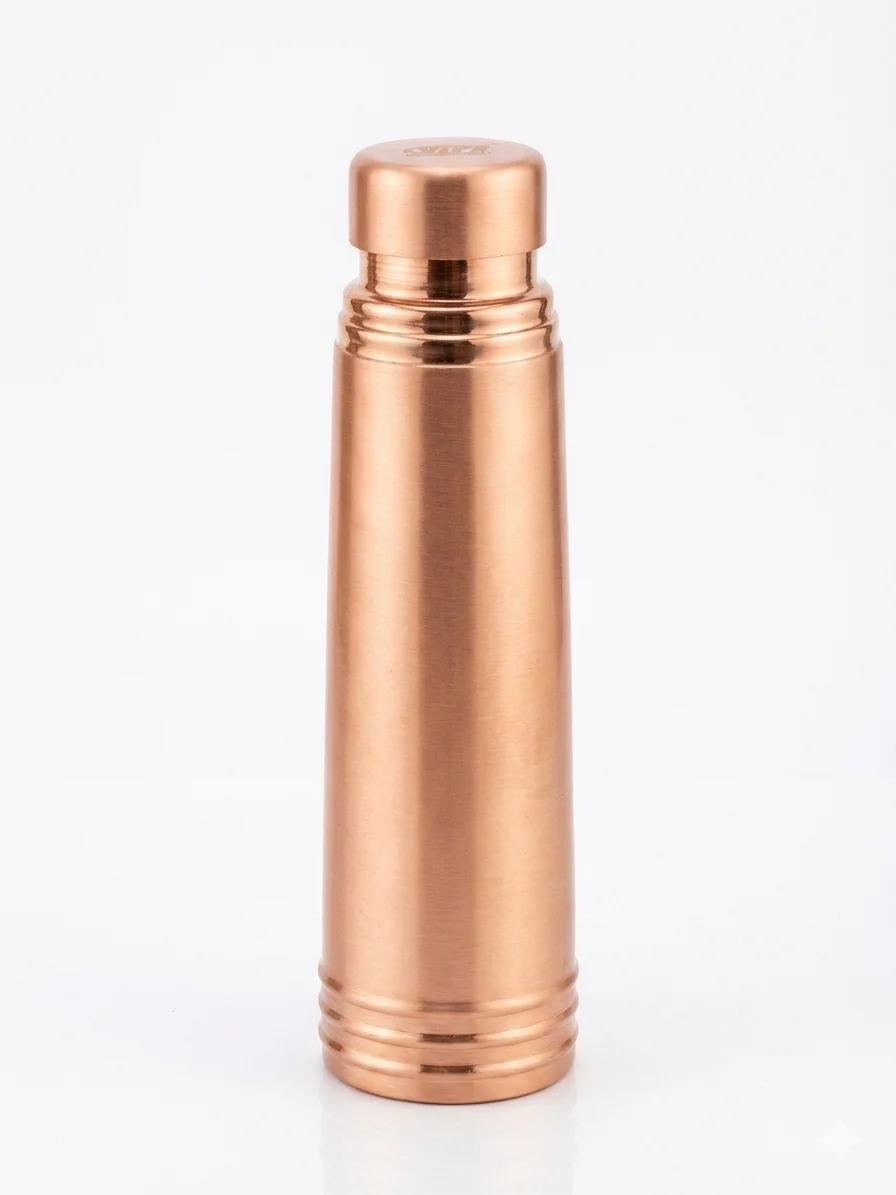 Front view of VIP Tower Ring pure copper bottle showing elegant silhouette